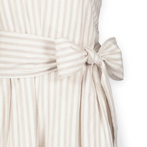 Shop Hope & Henry Womens' Tie-waist Wide Leg Jumpsuit In Light Taupe Stripe