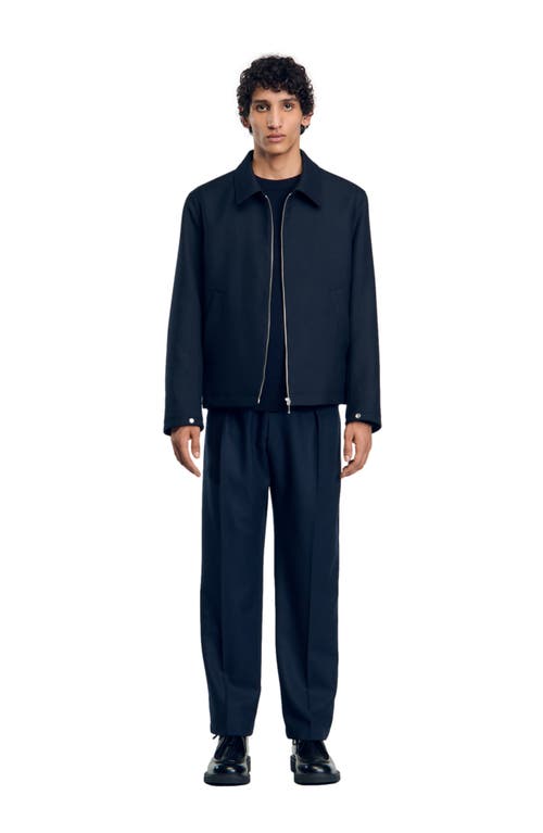 Shop Sandro Zip-up Jacket In Deep Blue