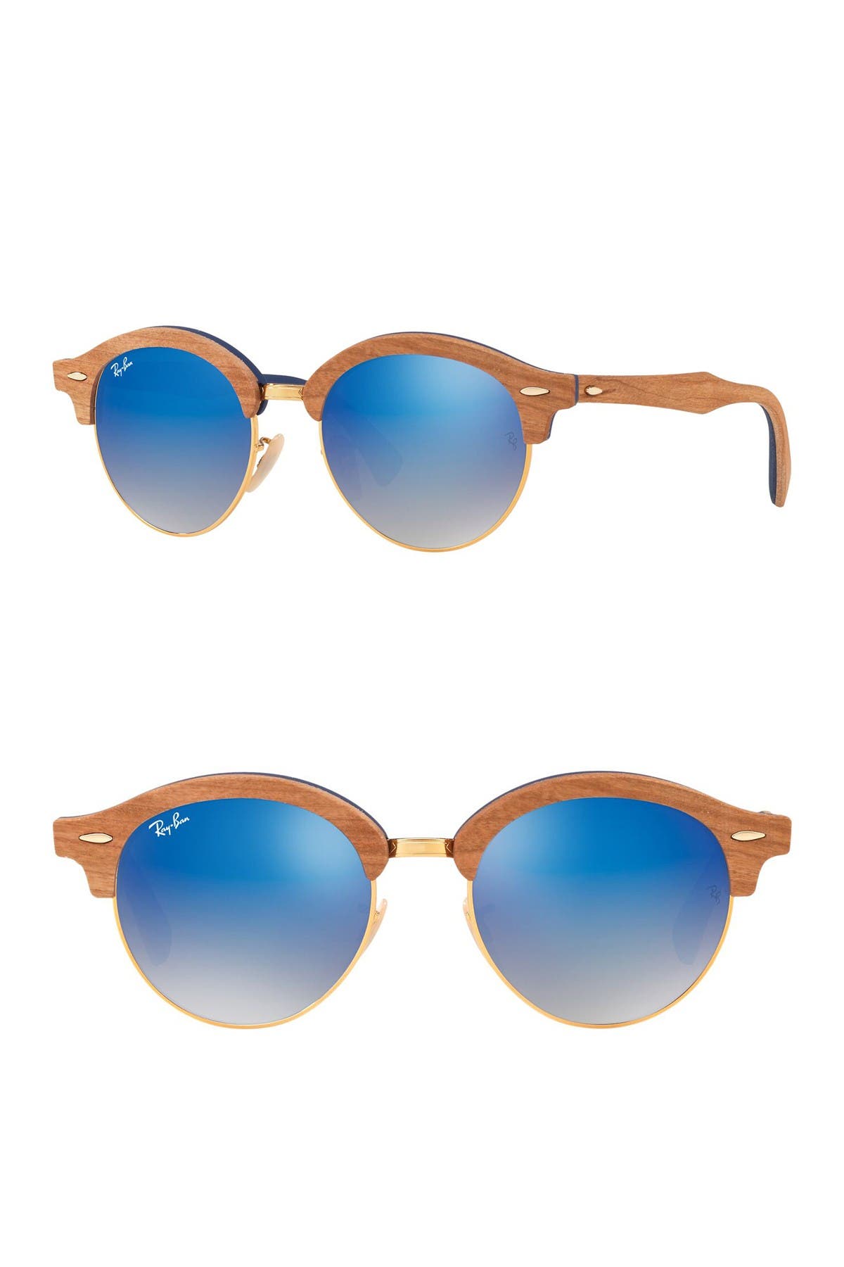 Ray Ban 51mm Mirrored Round Sunglasses, Blue Mirrored Round Ray Bans