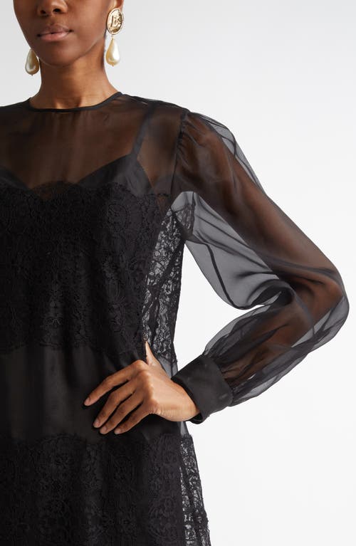 Dolce & Gabbana Short Organza Dress With Lace Inlay In N0000 Nero