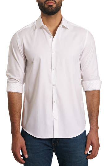 Jared Lang Trim Fit Solid Pima Cotton Button-up Shirt In White