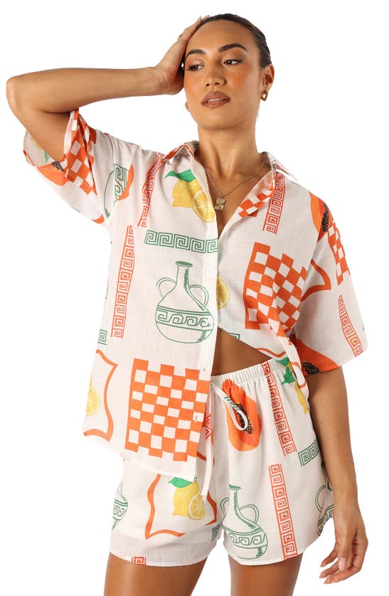 Petal And Pup Petal & Pup Piccolo Print Button-up Shirt & Shorts In Multi