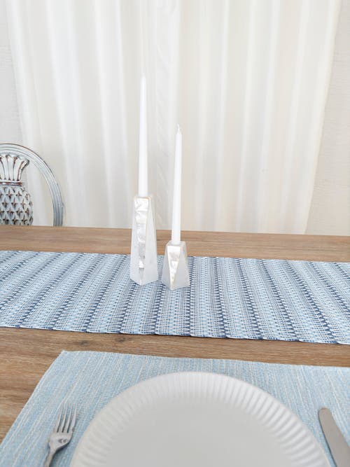 Anaya Summer Twist Indoor Outdoor Table Runner In Blue