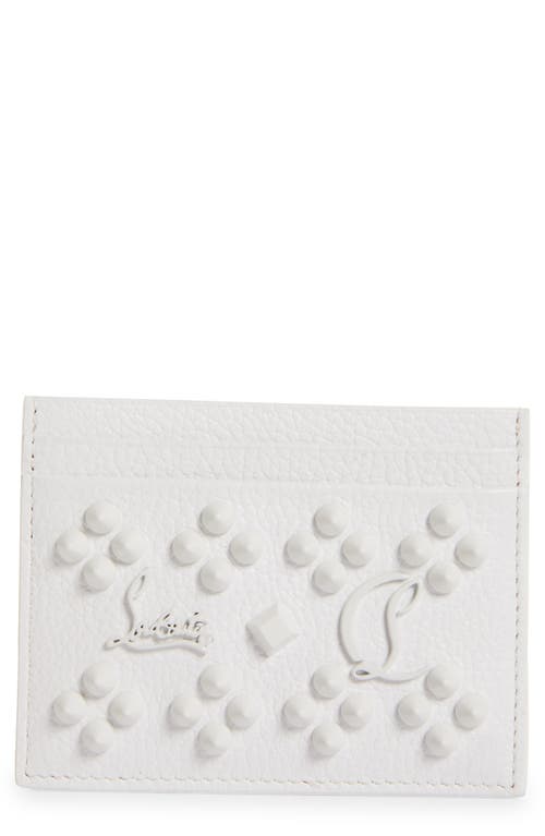 Christian Louboutin Kios Simple Leather Card Case in Bianco/Bianco at Nordstrom