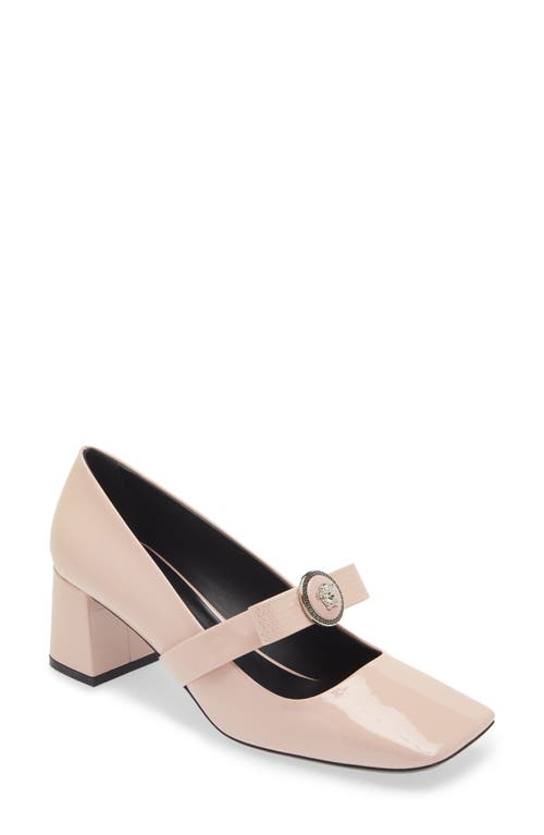 Shop Versace Medusa Bow Mary Jane Pump In Dusty Rose/palaldium