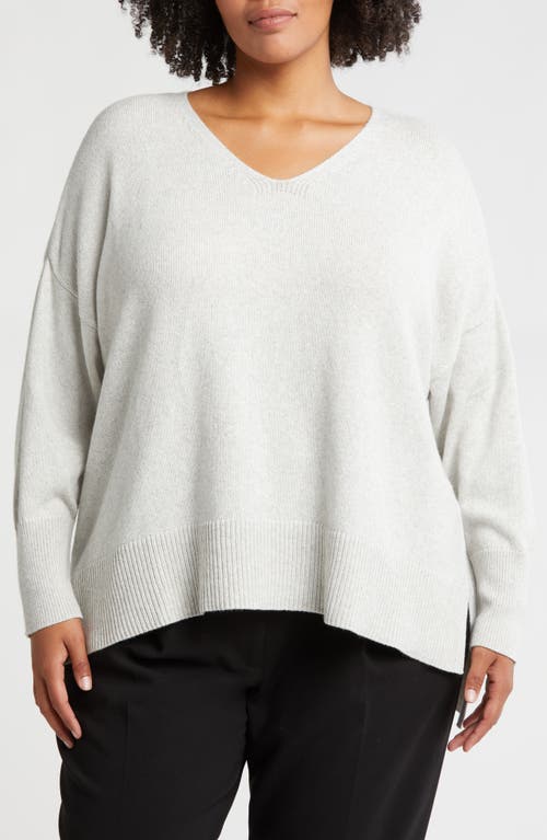 Shop Eileen Fisher V-neck Organic Cotton & Recycled Cashmere Blend Sweater In Sea Salt