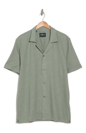 Shop Rodd & Gunn Franklin Linen & Cotton Camp Shirt In Fern