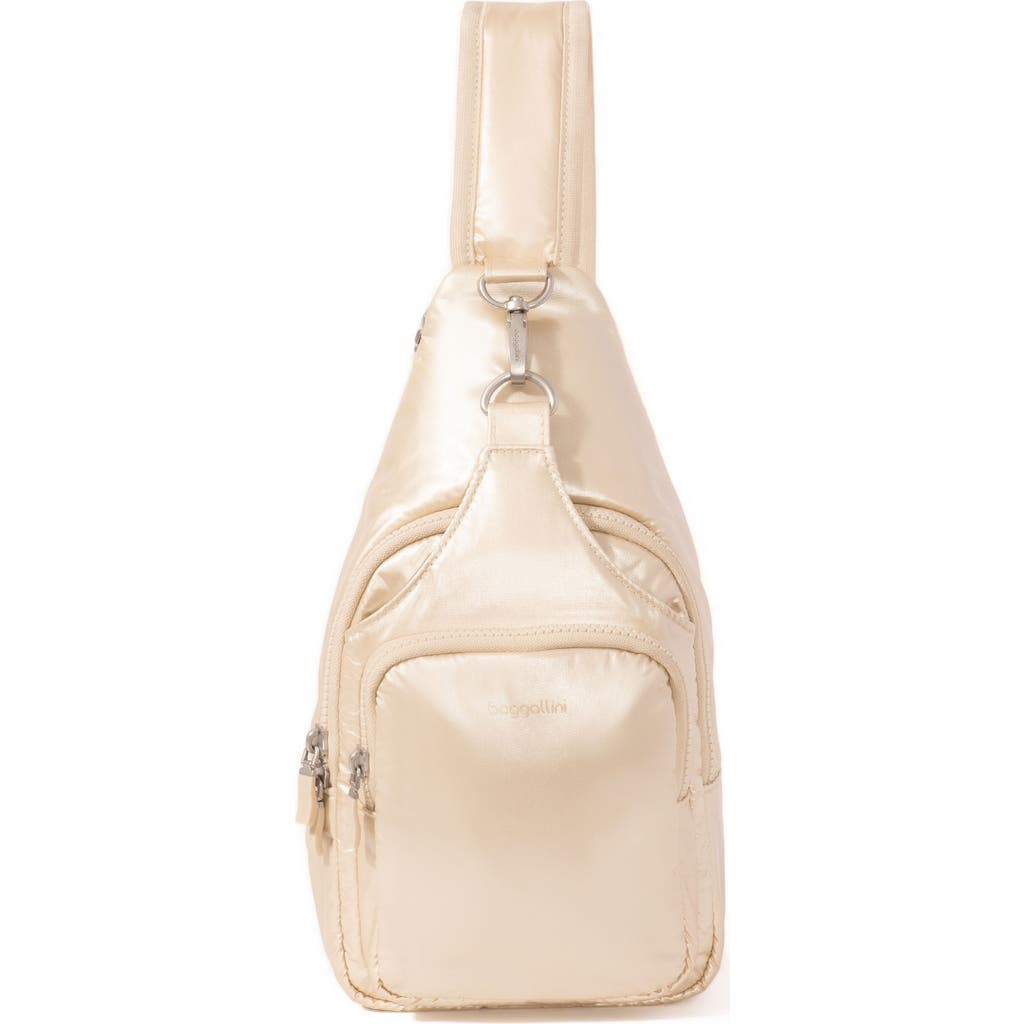 Baggallini Central Park Sling Bag In Champagne Puff