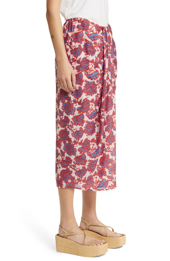Shop Xirena Celia Floral Cotton & Silk Skirt In Electric Red