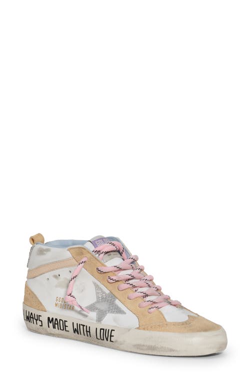 Golden Goose Mid Star Made with Love Sneaker in White/Sand/Silver/Cream at Nordstrom, Size 6Us