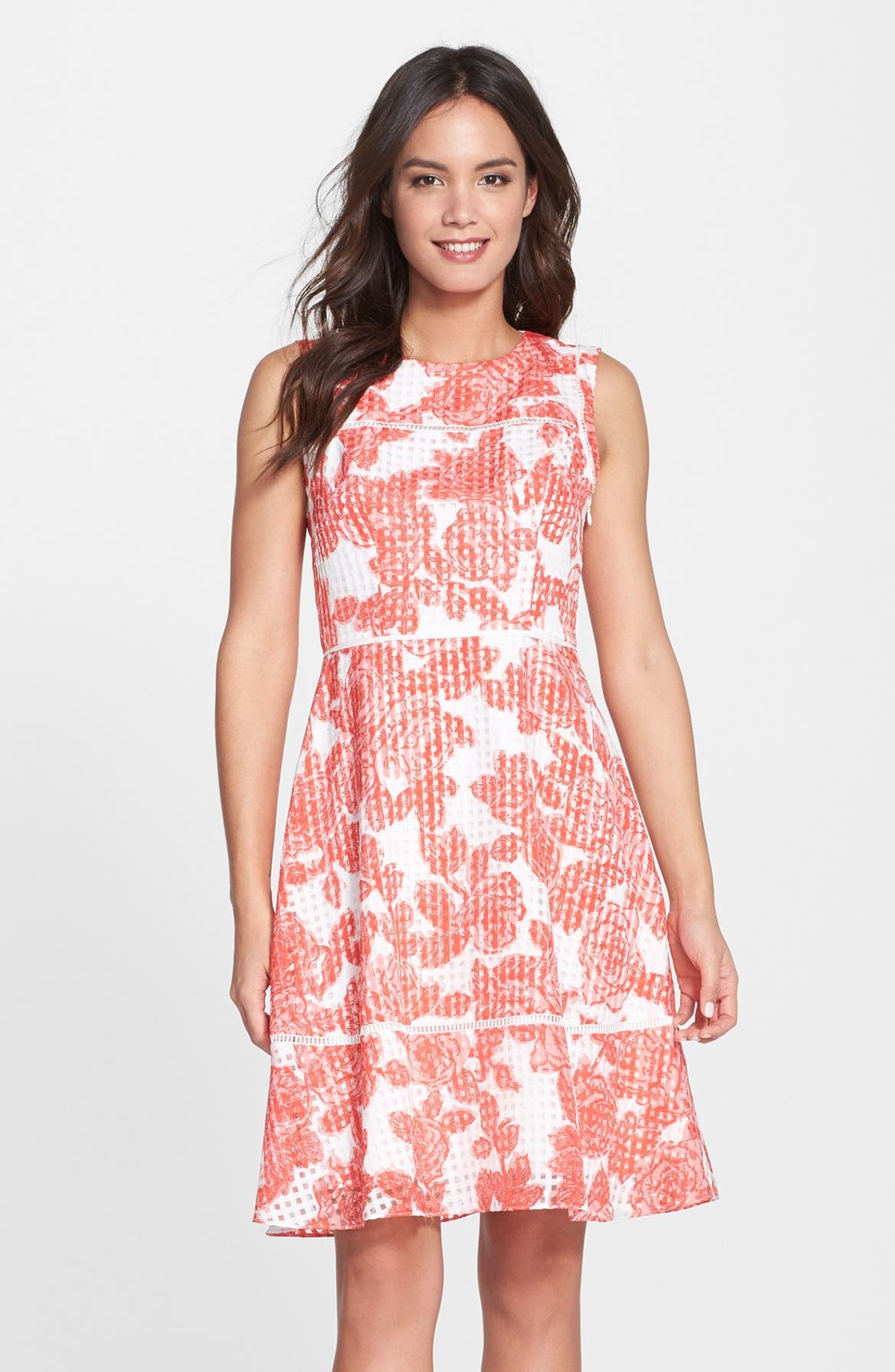 Adrianna Papell Floral Print Organza Fit & Flare Dress | Nordstrom