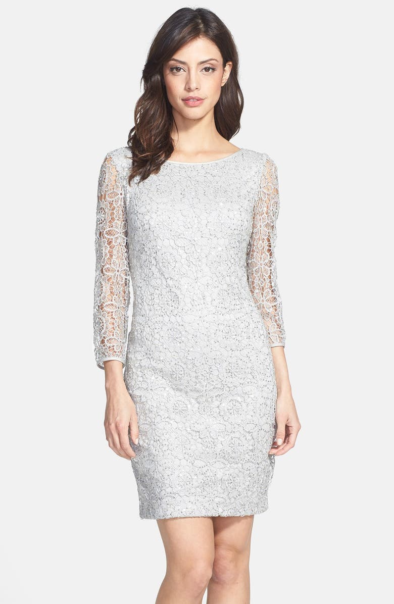 Adrianna Papell Sequin Metallic Lace Dress | Nordstrom