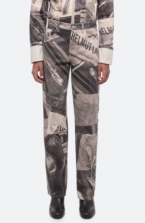 Helmut Lang Collage Print Organic Cotton Denim Baggy Jeans in Aop Black/White - 1Yx 