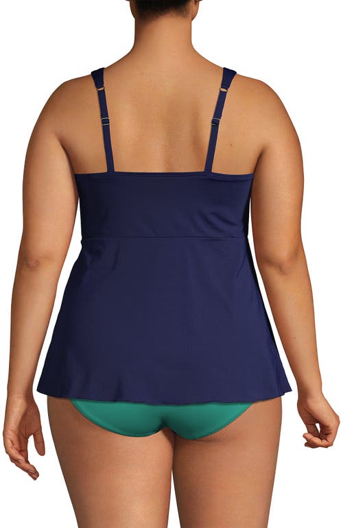 Shop Lands' End Plus Size Flutter Scoop Neck Tankini Top In Deep Sea Navy