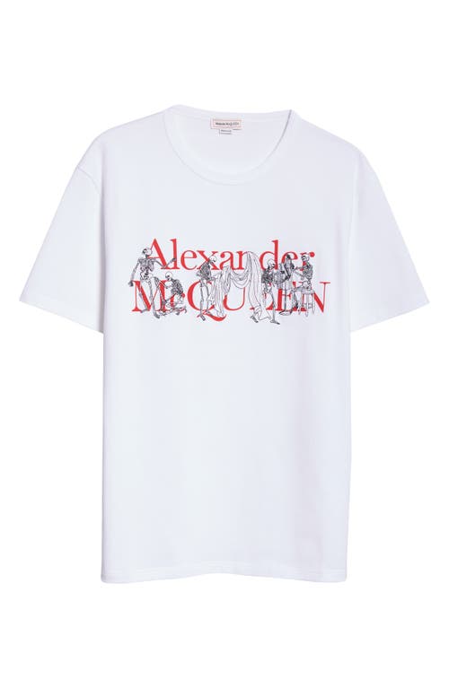 Alexander Mcqueen Skeleton Graphic T-shirt In White/red