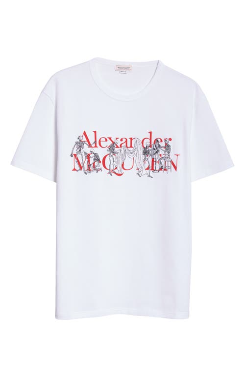 Shop Alexander Mcqueen Skeleton Graphic T-shirt In White/red