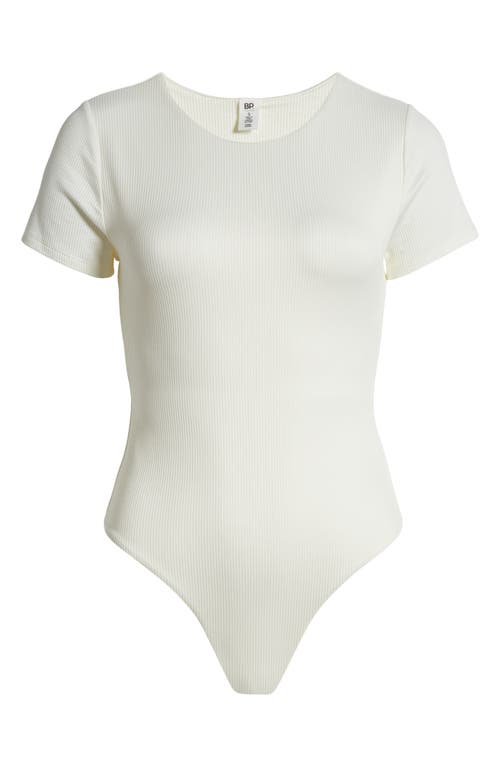 Shop Bp. Butter Short Sleeve Rib Bodysuit In Ivory