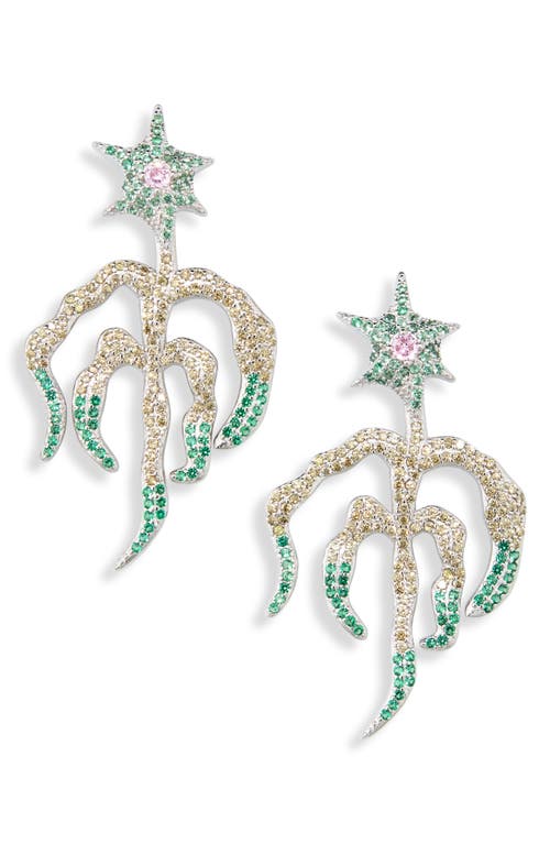 Sprouting Star Drop Earrings in Emerald