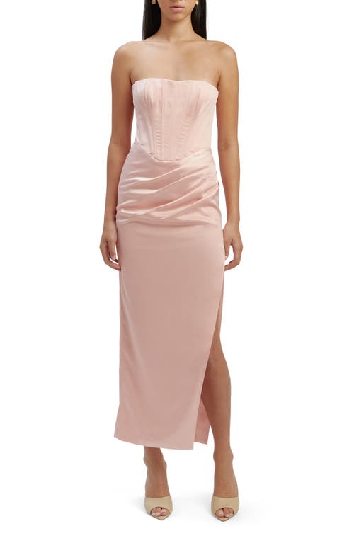 Shop Bardot Everlasting Corset Strapless Satin Gown In Soft Pink