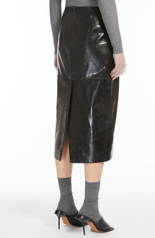 Shop Sportmax Leather Pencil Skirt In Black