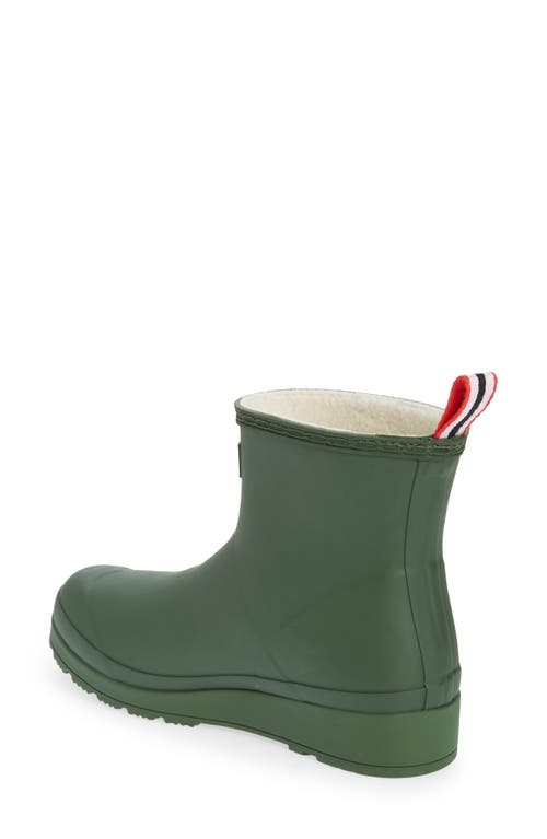 Shop Hunter Play Short Faux Shearling Lined Waterproof Rain Boot In Flexing Green/white Willow