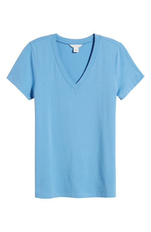 Shop Caslonr Caslon(r) Stretch Cotton Blend V-neck T-shirt In Blue Lake