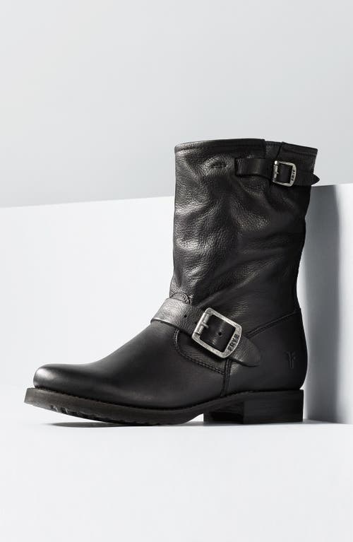 Frye Veronica Leather Buckle Short Moto Boots In Stone - Tonara