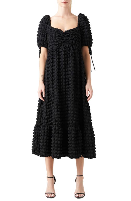 Endless Rose Texture Puff Sleeve Maxi Dress In Black