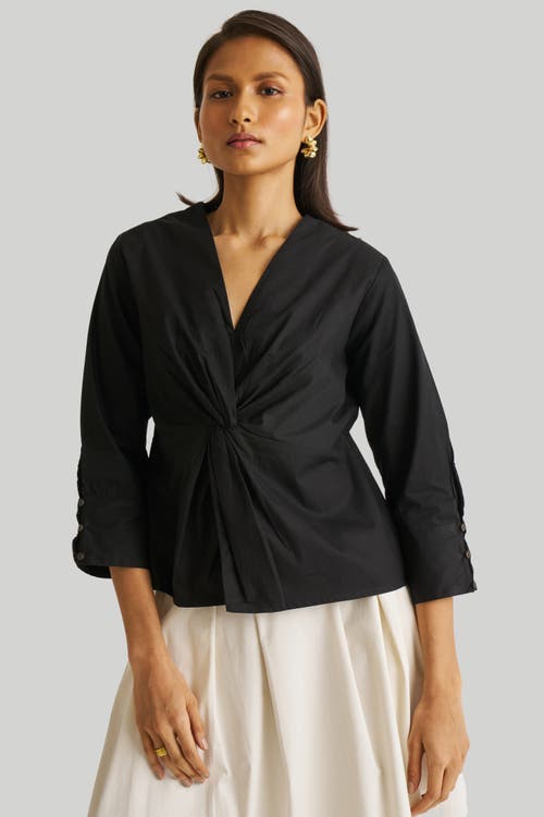 Reistor Women's Front Twist Black Cotton Top In Black
