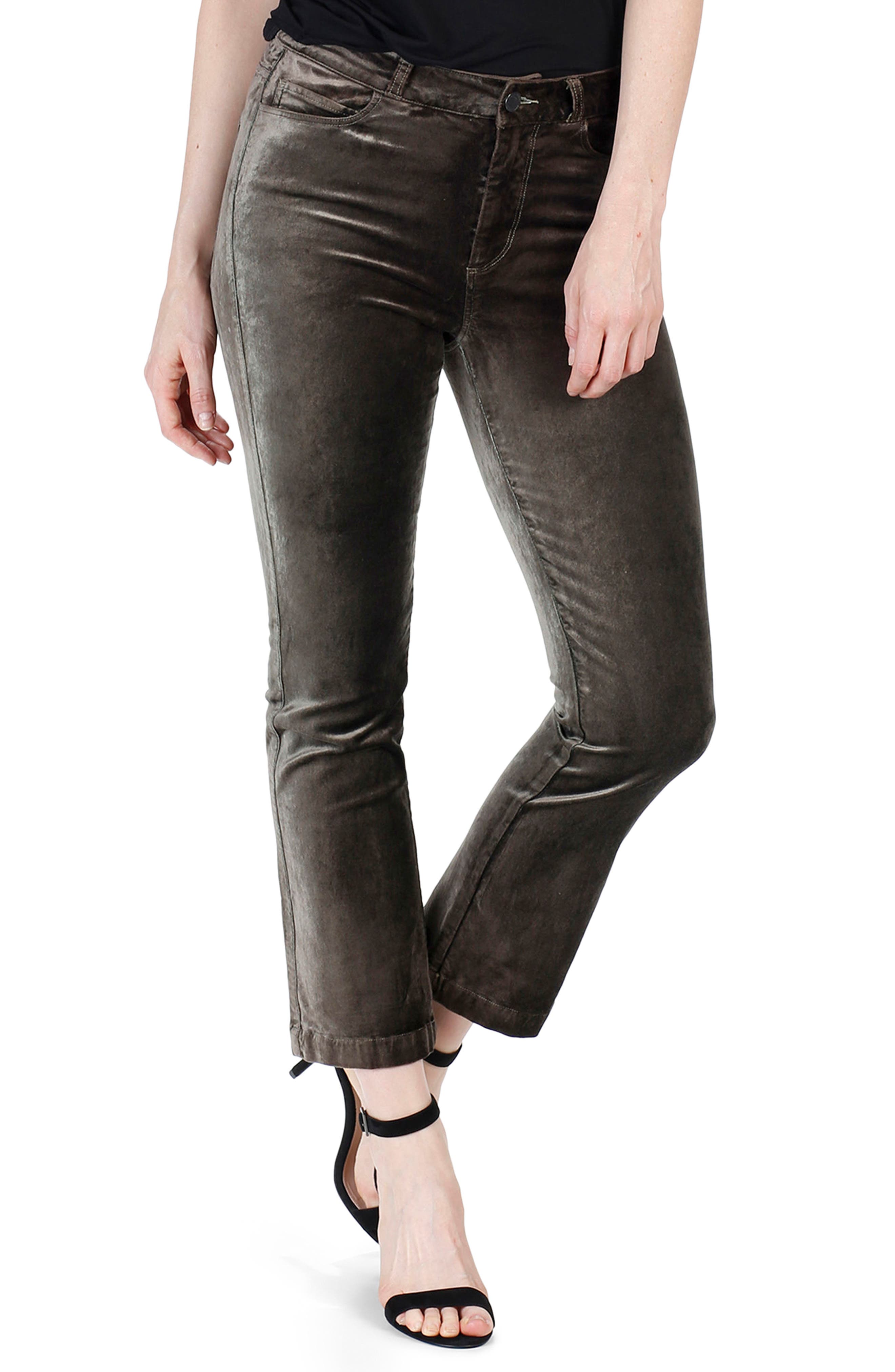PAIGE Colette High Waist Crop Flare Velvet Pants Nordstrom