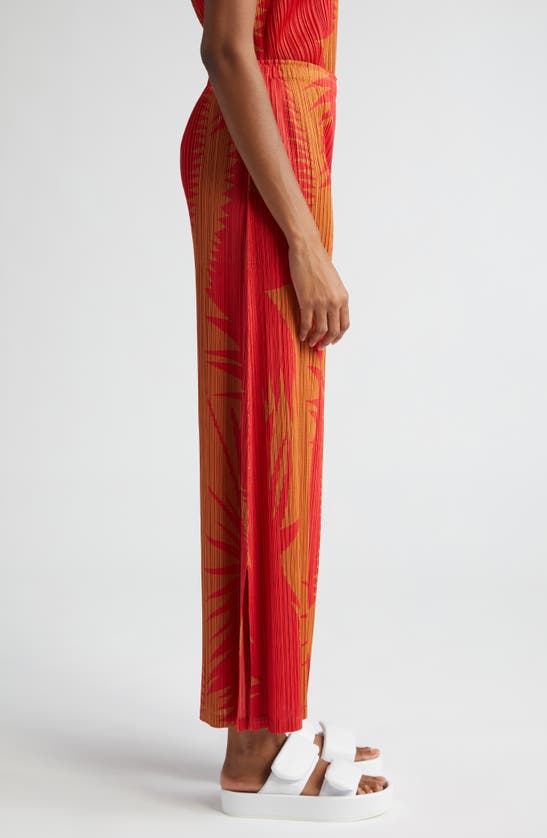 Shop Issey Miyake Piquant Print Pleated Wide Leg Pants In Brown Chile