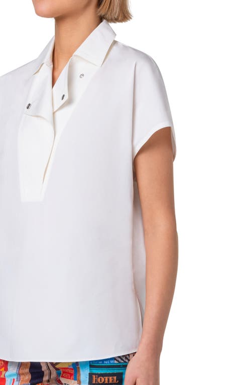 Shop Akris Punto Biker Collar Cotton Poplin Top In Cream