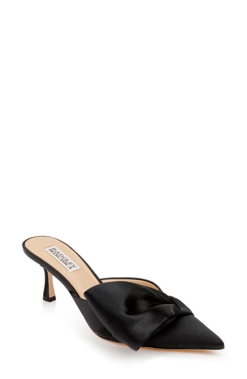 Shop Badgley Mischka Collection Alaya Pointed Toe Mule In Black Satin