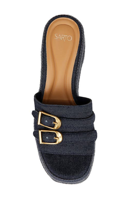 Sarto By Franco Sarto Torino Wedge Platform Slide Sandal In Denim