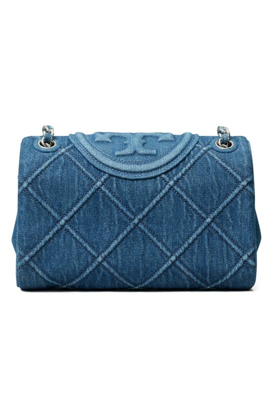 Tory Burch Small Fleming Soft Denim Convertible Shoulder Bag In Denim