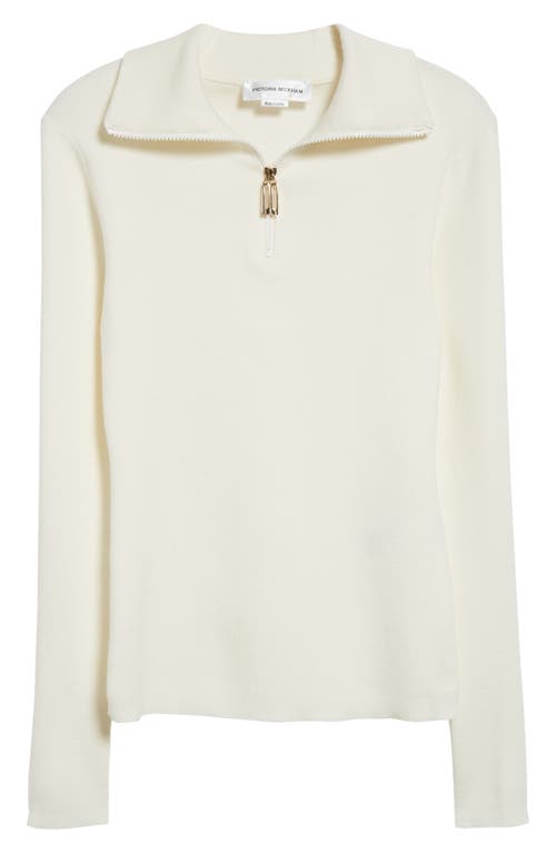 Shop Victoria Beckham Merino Wool Blend Half Zip Sweater In Ivory