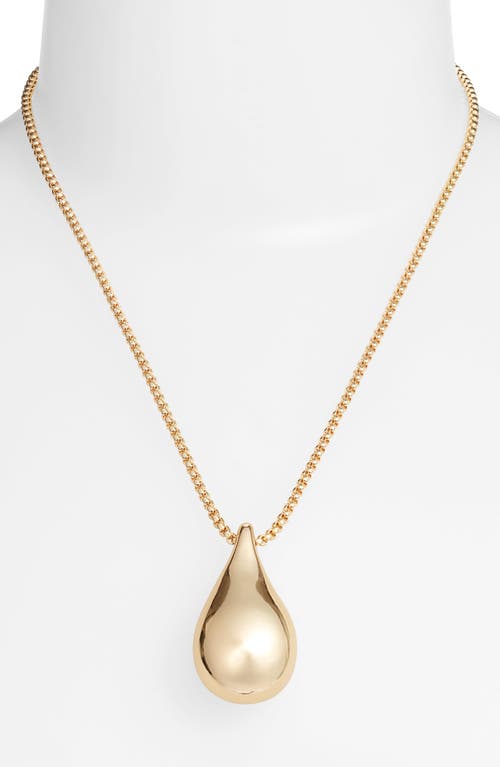 Polished Teardrop Pendant Necklace in Gold