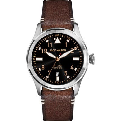 Jack Mason Aviation Leather Strap Watch