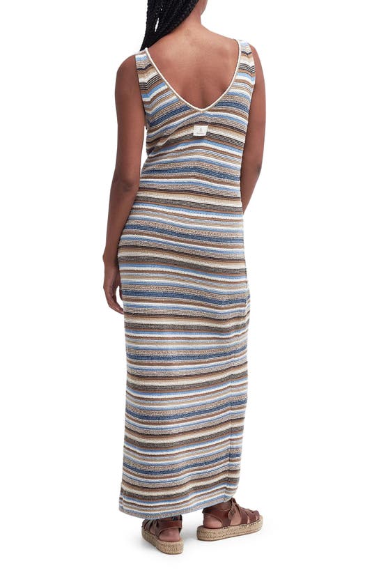 Shop Barbour Blakeney Stripe Cotton Blend Maxi Dress In Blue/ Brown Multi