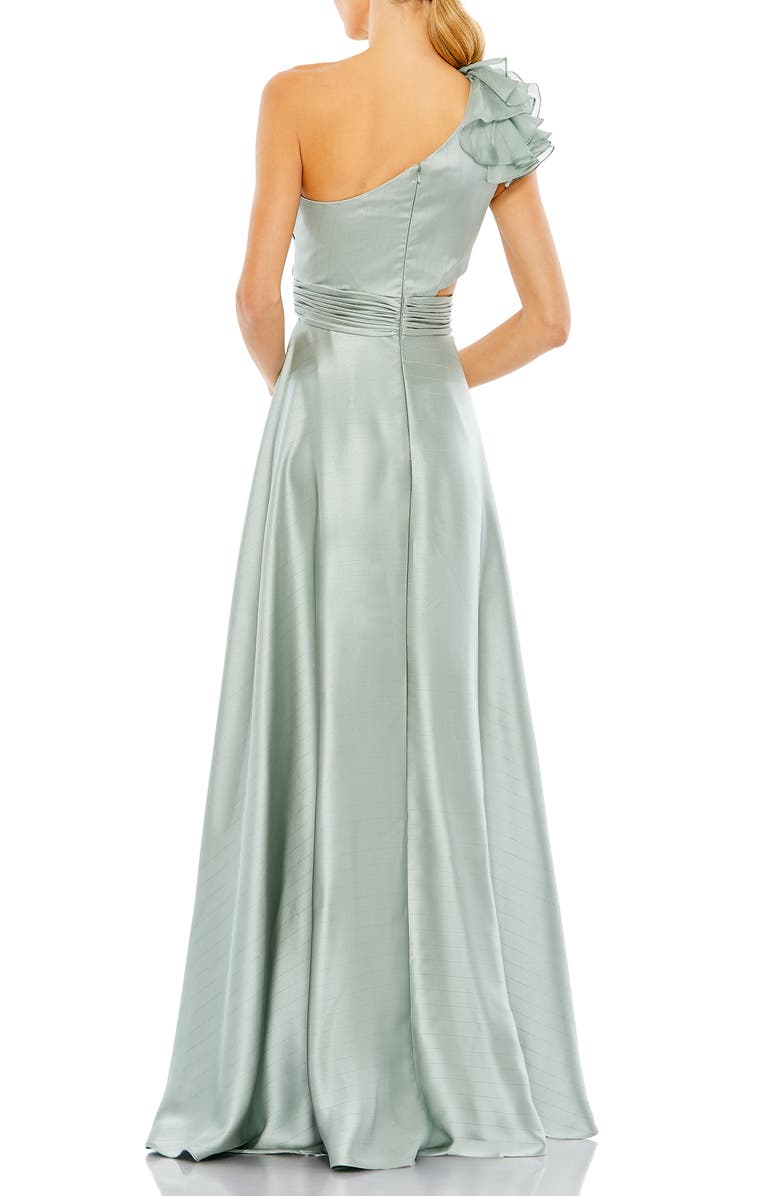 Ieena for Mac Duggal Ruffle One-Shoulder High-Low Satin Gown | Nordstrom