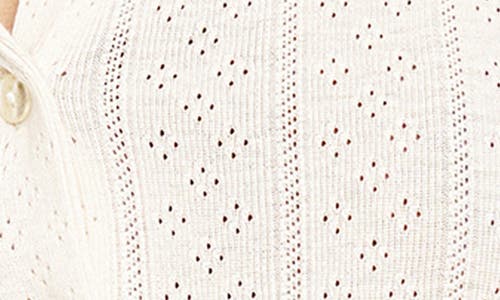 Shop Reformation Ari Pointelle Knit Organic Cotton Cardigan In Gossamer