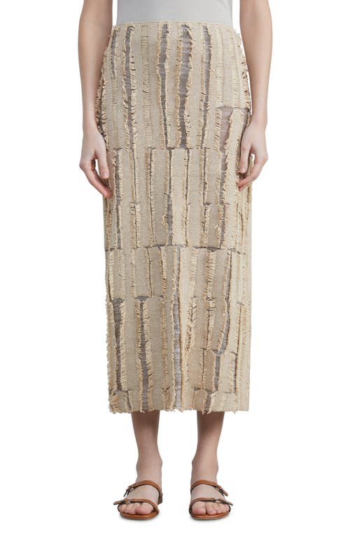 Cotton Blend Fil Coupé Midi Skirt in Parchment