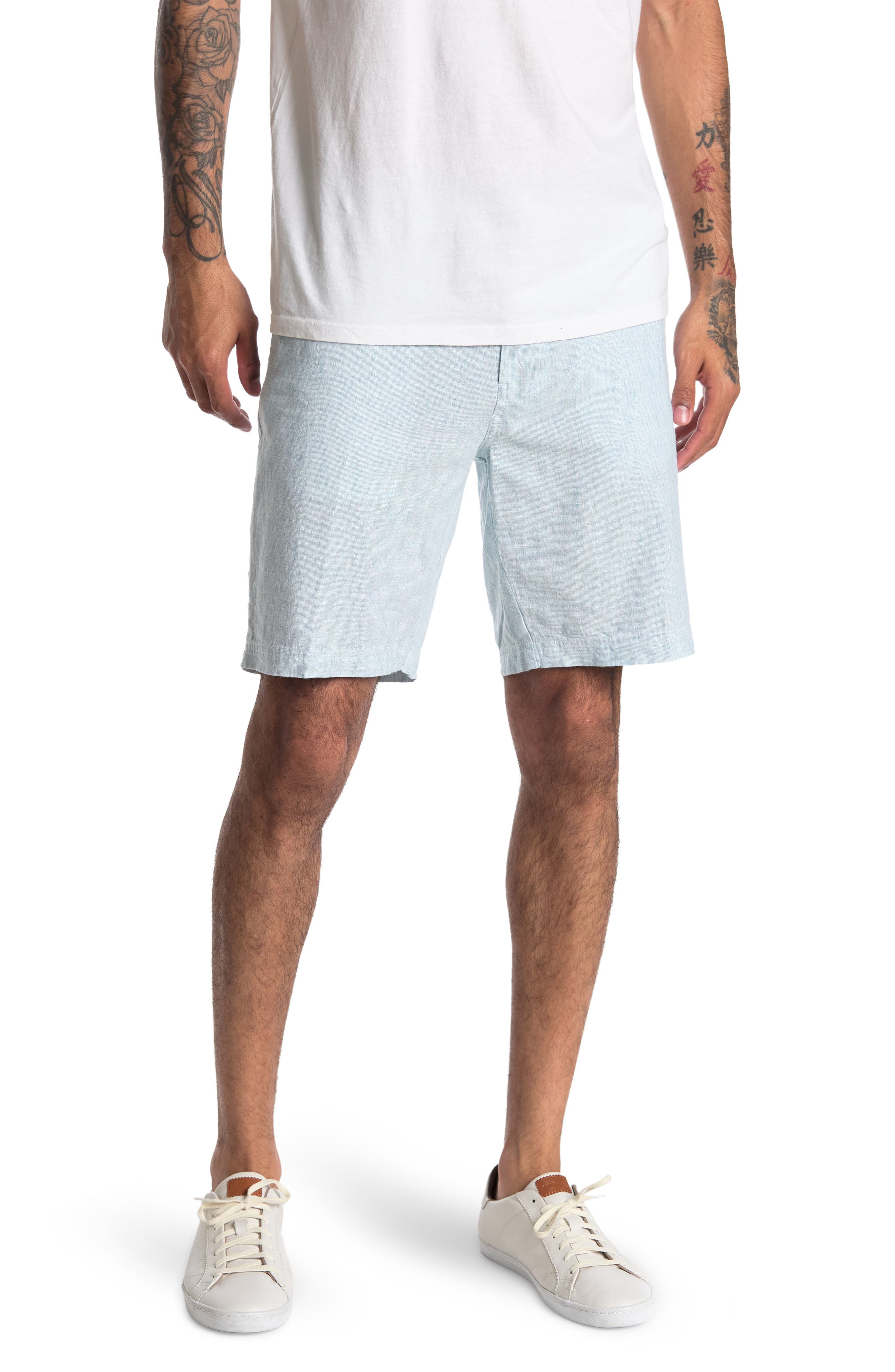 14th & Union Linen Shorts In Teal Dolphin