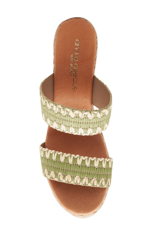 Shop Andre Assous André Assous Nolita Raffia Wedge Slide Sandal In Green Moss/natural