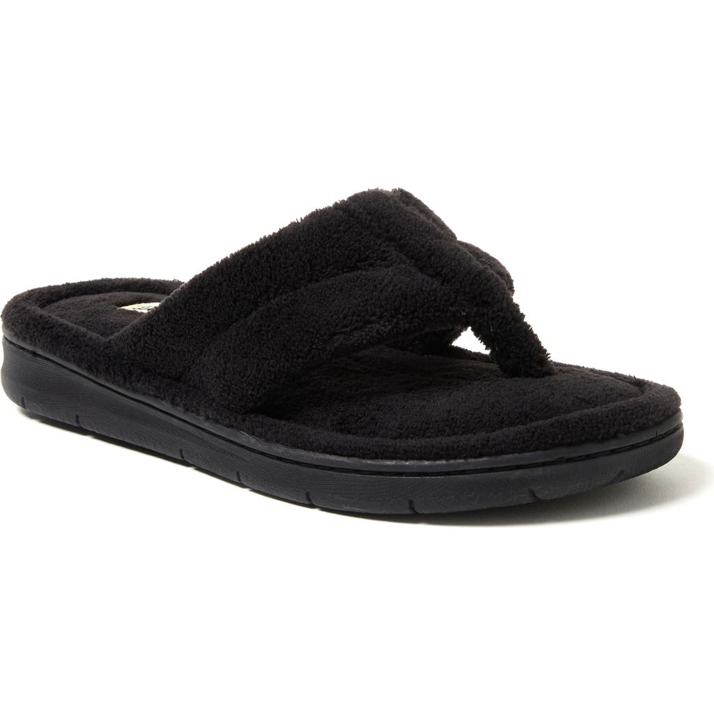 Dearfoams Wrenley Terry Womens Memory Foam Slip-on Slippers In Black