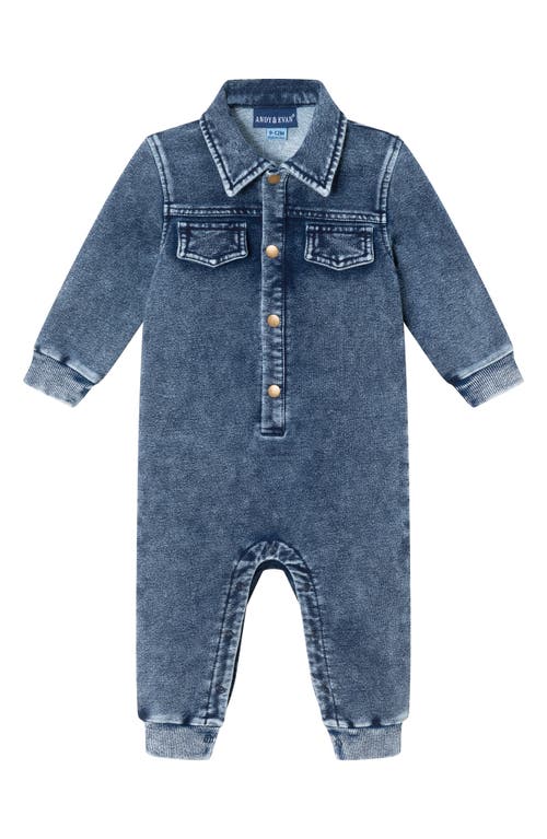Andy & Evan Baby Boy's Knit Denim Shirt Romper In Bla
