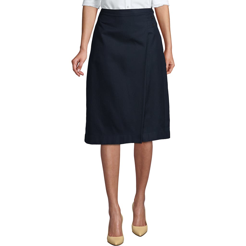 Lands' End School Uniform Solid A-line Skirt Below The Knee In Classic Navy