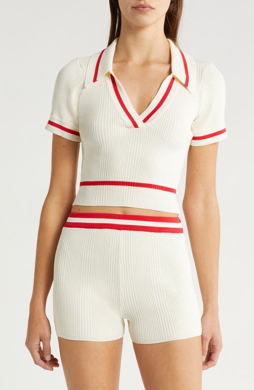 Solid & Striped The Ronnie Crop Cover-up Polo In White