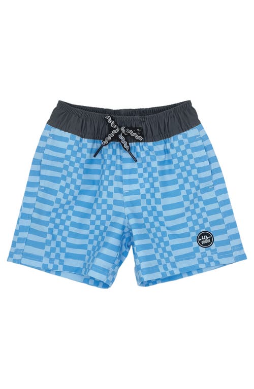 Feather 4 Arrow Kids' Double Check Swim Trunks in Crystal Blue at Nordstrom, Size 4T