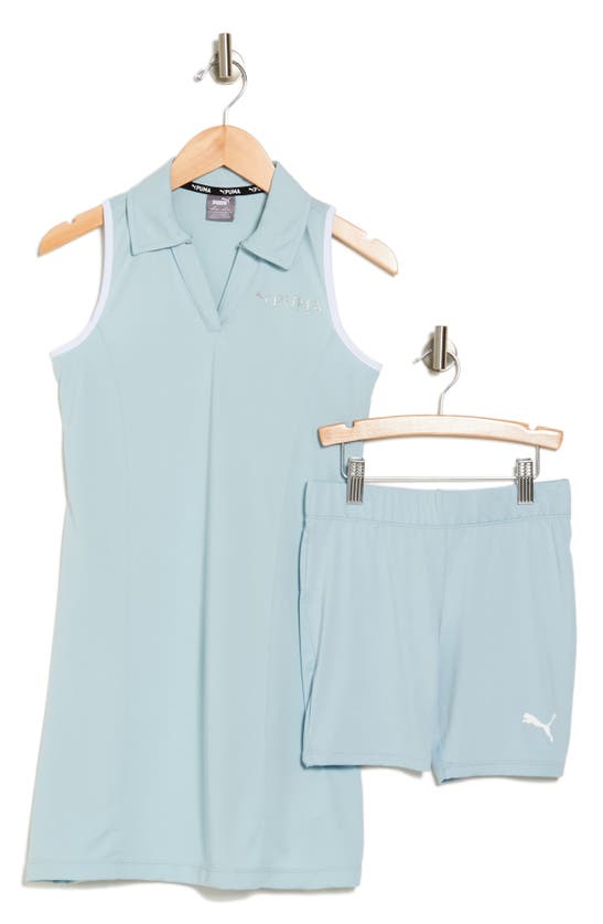 Shop Puma Kids' Essentials Drycell Dress & Shorts Set In Turquoise Aqua
